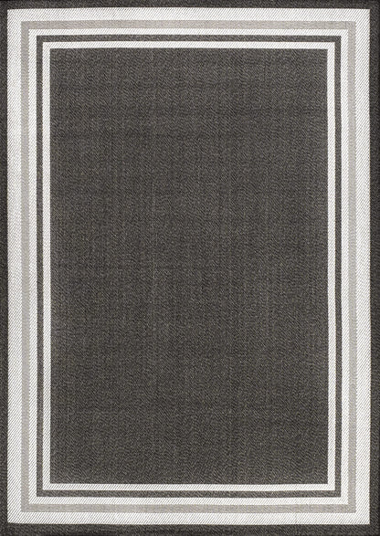 JONATHAN Y Border Stripe Indoor Outdoor Area Rug 8X10 Black/Cream, James Modern for Backyard, Patio, Porch, Easy-Cleaning, High Traffic, Pet-Friendly, Non-Shedding (SMB201C-8)