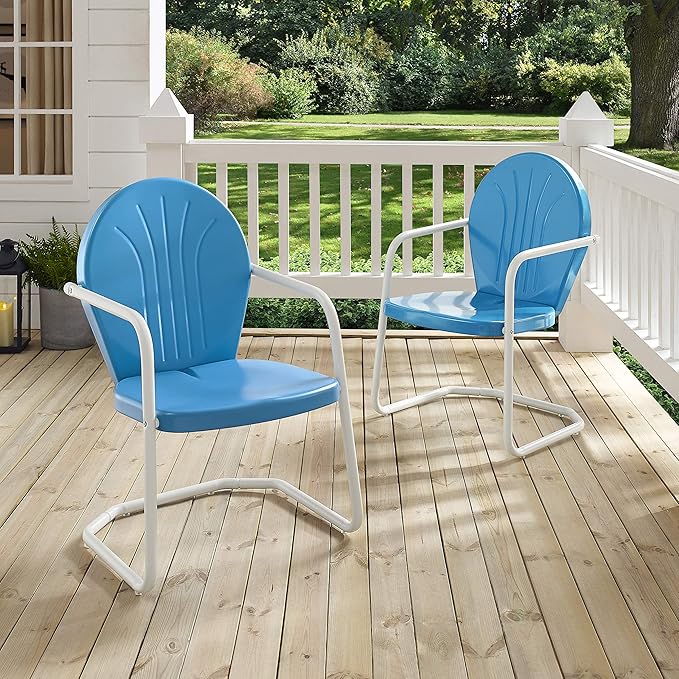 Crosley Furniture Griffith Outdoor Chair, Retro Metal Patio Chairs