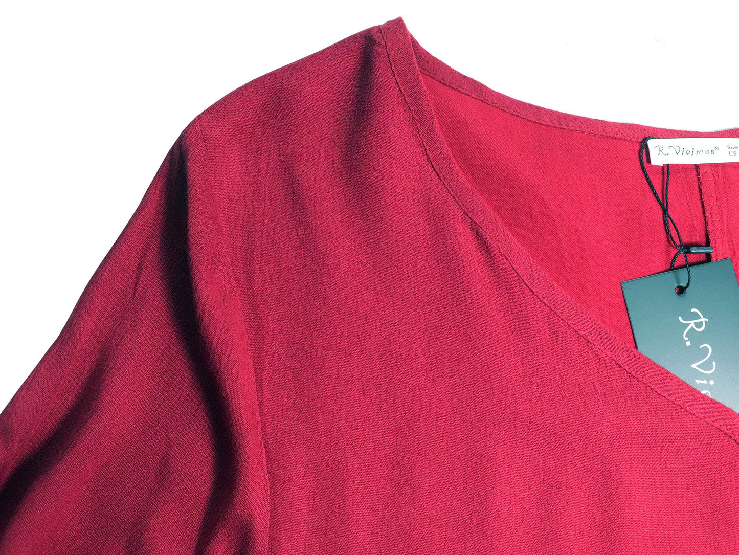 R.Vivimos Women Long Sleeve Cotton Casual Loose Plus Size Irregular Long Dresses