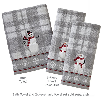 SKL Home Christmas/Winter Whistler Snowman Hand Towel 2pc Set for Bath/Kitchen/Bar & Gift, Gray
