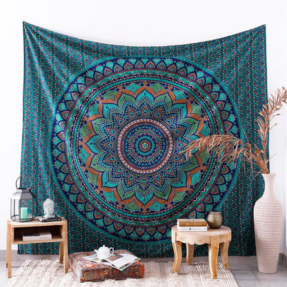 Popular Handicrafts Tapestry Wall Hanging Hippie Ombre Mandala Bohemian Hippy Intricate Indian Tapestries Bedspread Tarquoise