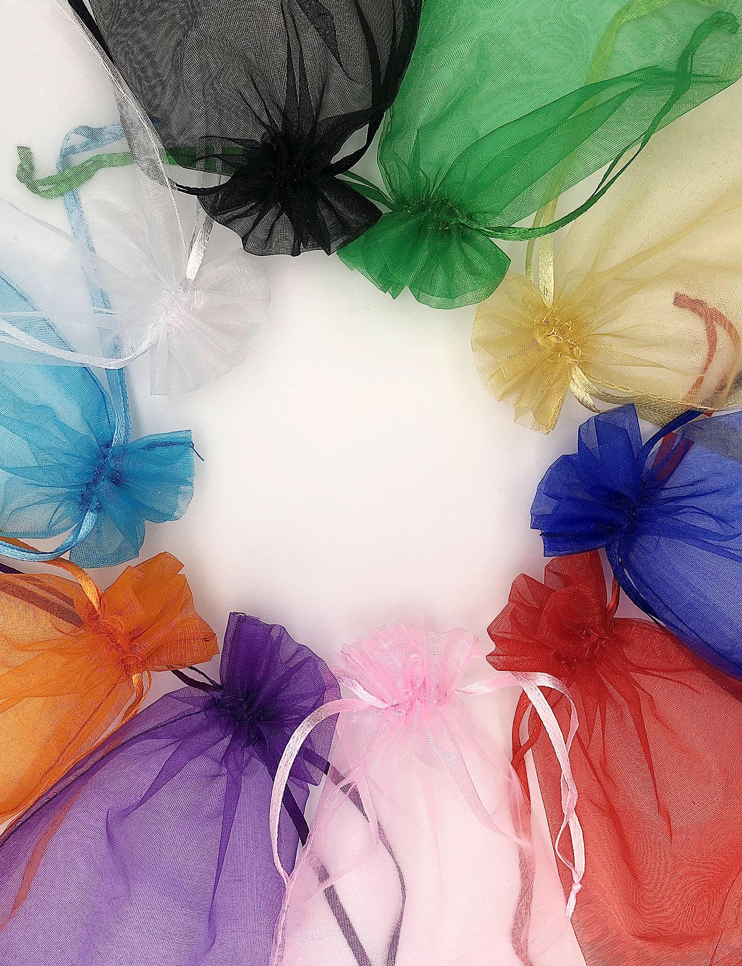 Jexila 120PCS Sheer Organza Bags 5X7 inches Mesh Drawstring Gift Bags Small for Jewelry Wedding Party Baby Shower Favor Bags (Rainbow )