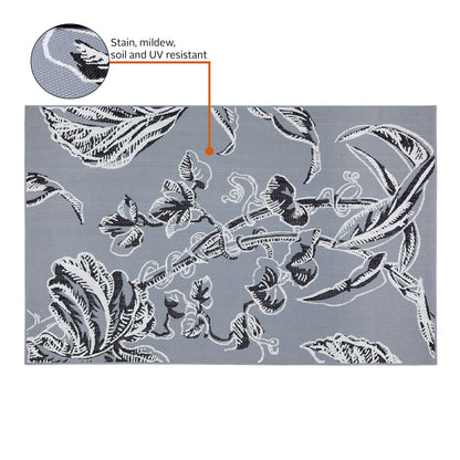 Classic Accessories for Vera Bradley Indoor/Outdoor Rug, 5 x 8 Foot, Rain Forest Toile Gray
