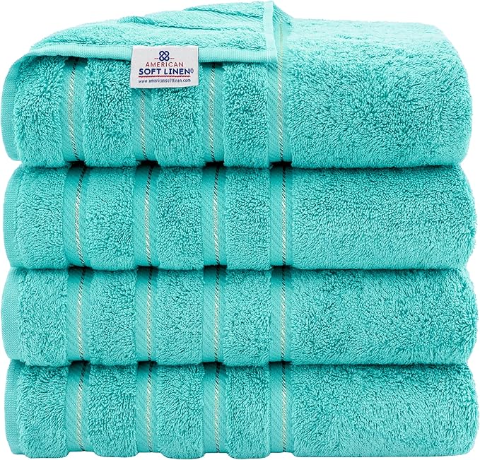 American Soft Linen Luxury 4 Piece Bath Towel Set, 600 GSM 100% Cotton Turkish