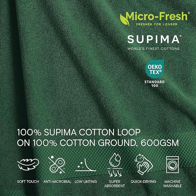 Lacoste Heritage 100% Supima Cotton Wash Cloth, Croc Green, Premium Super Soft