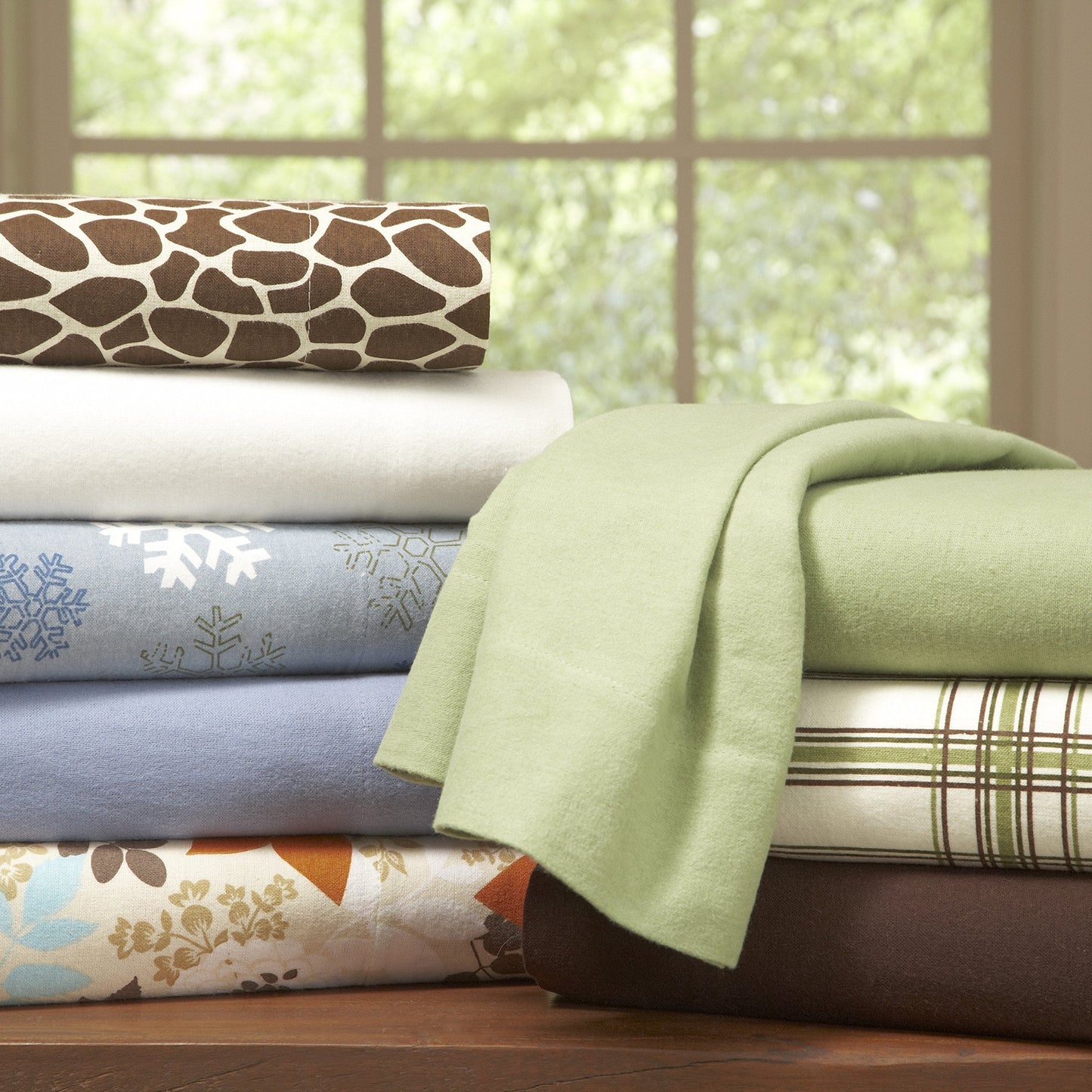 Pointehaven Flannel 170 GSM Sheet Set,Twin Snow Flakes Multi