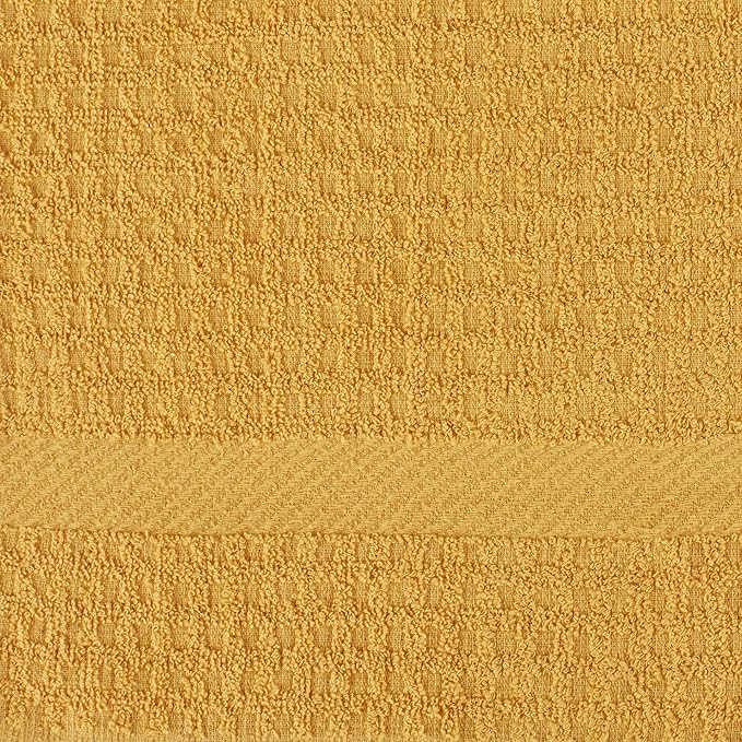 DII Basic Terry Collection Waffle Dishtowel Set, Solid Mustard, 4 Piece