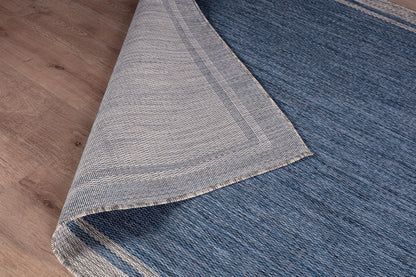 CAMILSON Outdoor Rug, 5x7 Bordered Navy Blue Gray Modern Area Rugs for Indoor and Outdoor Patios, Porches Waterproof Washable Porch Deck Outside Carpet (Bordered Navy, 5 x 7)