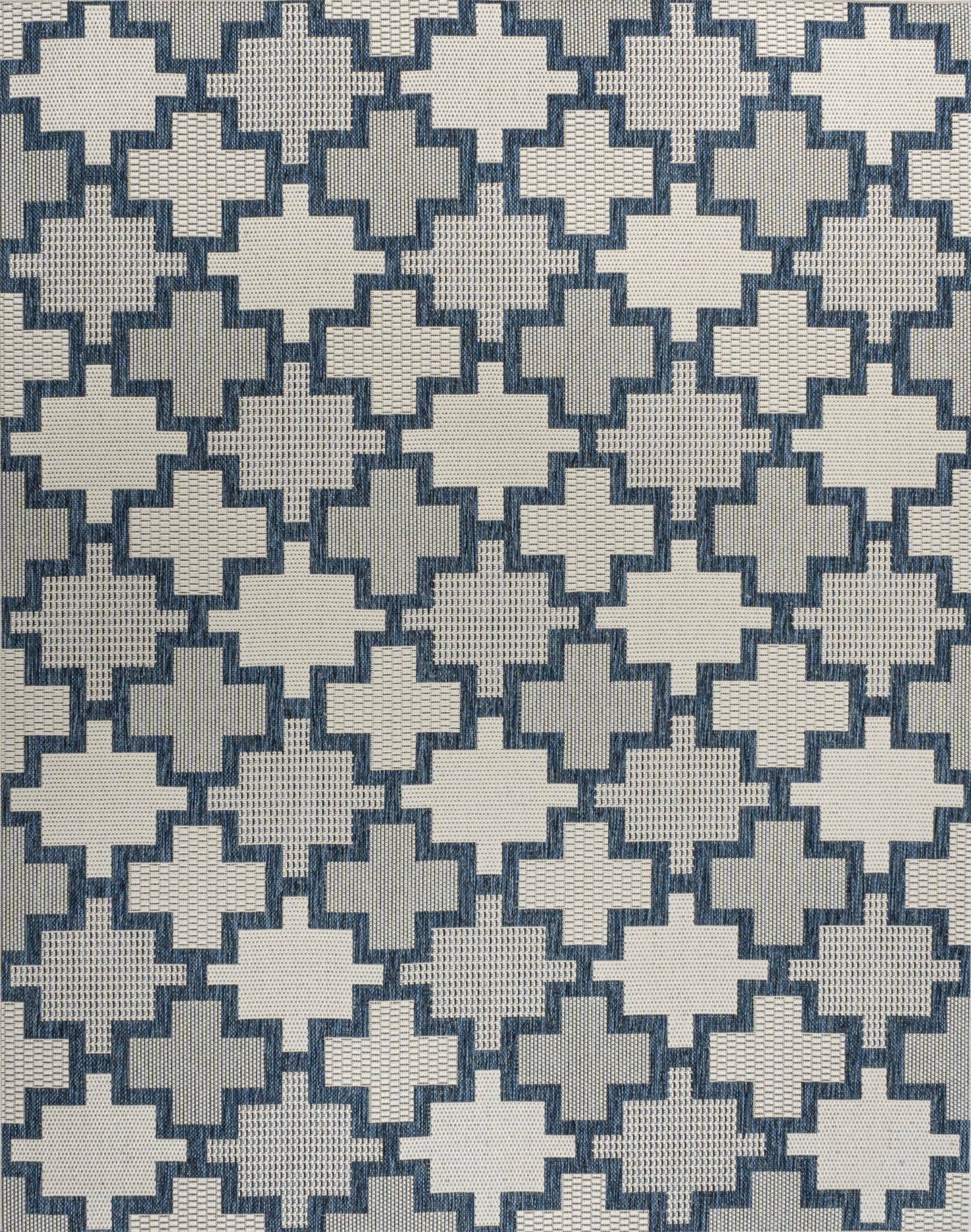 JONATHAN Y Geometric Tile Pattern Indoor Outdoor Area Rug 8X10 Navy/Cream, Cyrus Modern for Backyard, Patio, Porch, Easy-Cleaning, High Traffic, Pet-Friendly, Non-Shedding (TSN200B-8)
