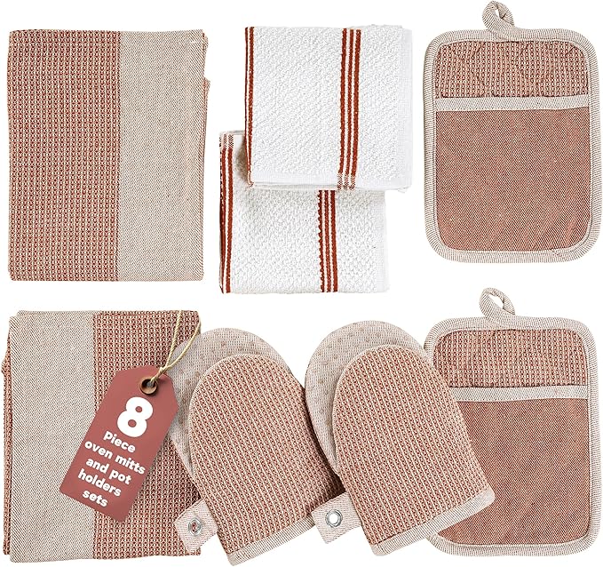 Casa Platino Potholders for Kitchens, 8-Piece – 500°F Heat Resistant Oven Mitts
