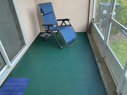 Big Floors DuraGrid Deck Tiles, Interlocking Outdoor Tiles for Patio, Self-Draining, UV-Resistant, Water-Resistant Modular Flooring, Easy Install, 40 Pack, Evergreen