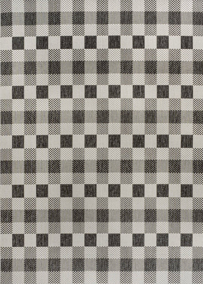 JONATHAN Y Geometric Bold Gingham Indoor Outdoor Area Rug 8X10 Black/Cream, Darcy Traditional for Backyard, Patio, Porch, Easy-Cleaning, High Traffic, Pet-Friendly, Non-Shedding (TSN201A-8)