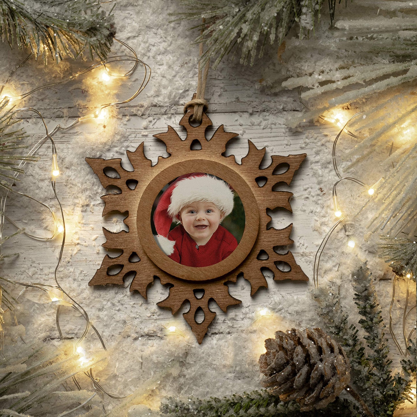FINE PHOTO GIFTS Wood Snowflake 1.5" Photo Ornament - Pack of 50