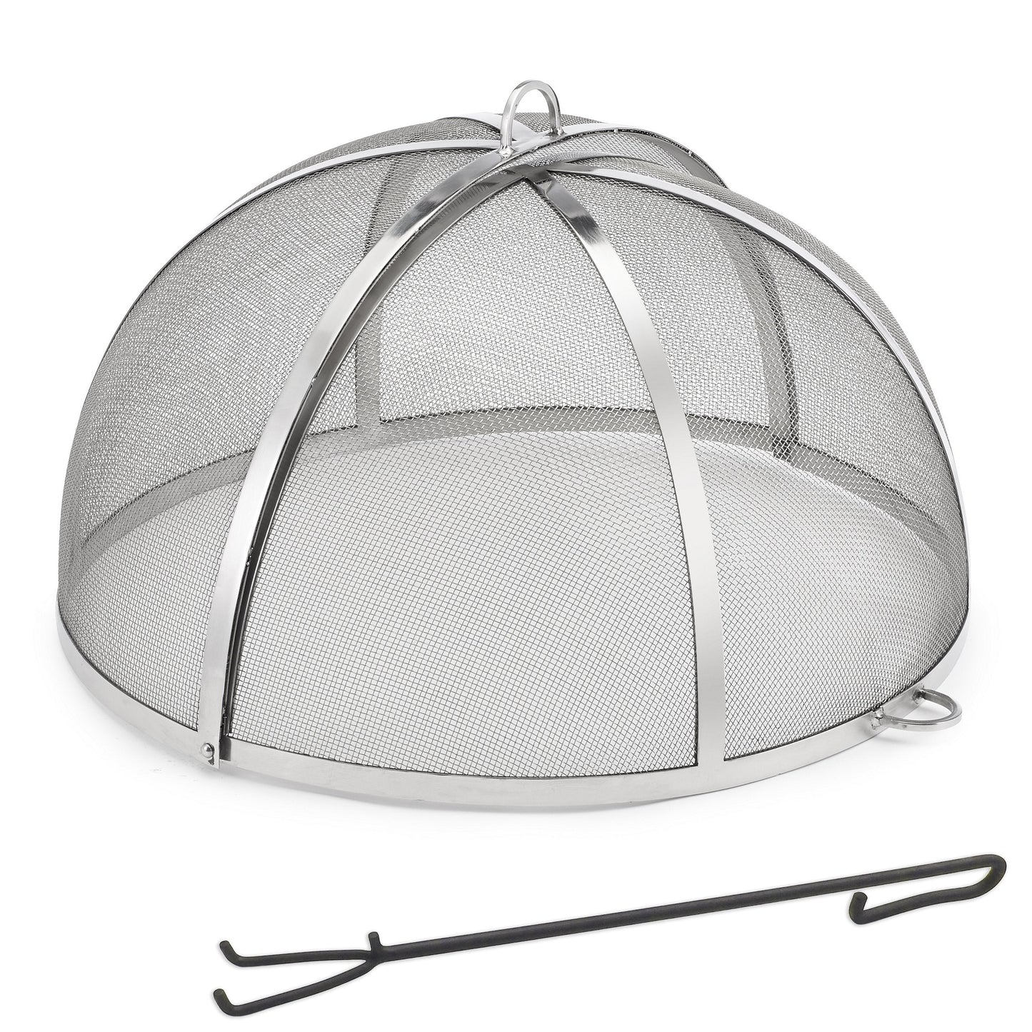 Good Directions Heavy Duty Fire Pit Spark Screen with Lifter, Stainless Steel, Hinged for Easy Access, 24 Inch Diameter