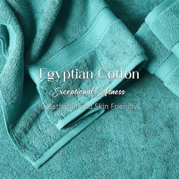SUPERIOR Egyptian Cotton Pile 6 Piece Towel Set, Includes 2 Bath, 2 Hand