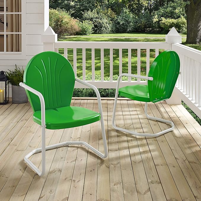 Crosley Furniture Griffith Outdoor Chair, Retro Metal Patio Chairs