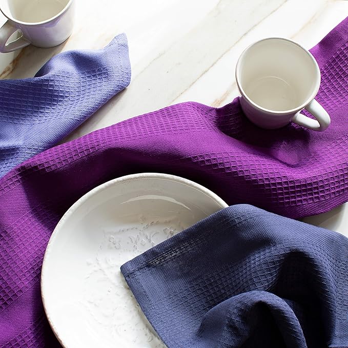 Cotton Craft 12 Pack Multicolor Kitchen Towels 16x28 Inches- Pure Cotton