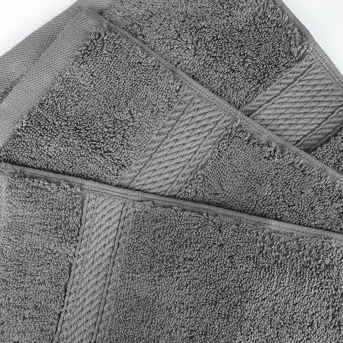 Superior Egyptian Cotton Solid Towel Set, Washcloths 13” x 13”, Hand Towels 20”