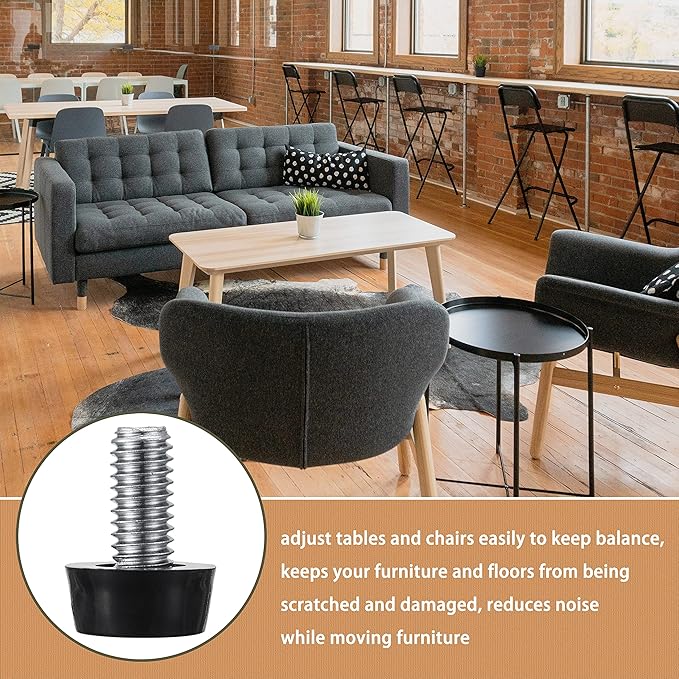 5/16“-18 UNC Thread Adjustable Furniture Levelers Screw in Threaded, Galvanized